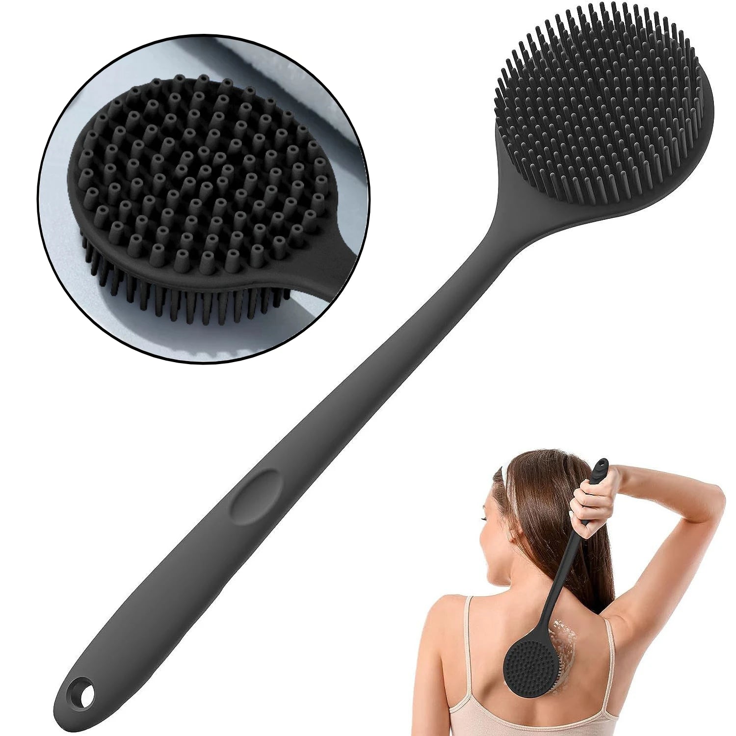 Long-Handle Exfoliating Bath Brush – Body Scrub & Massage
