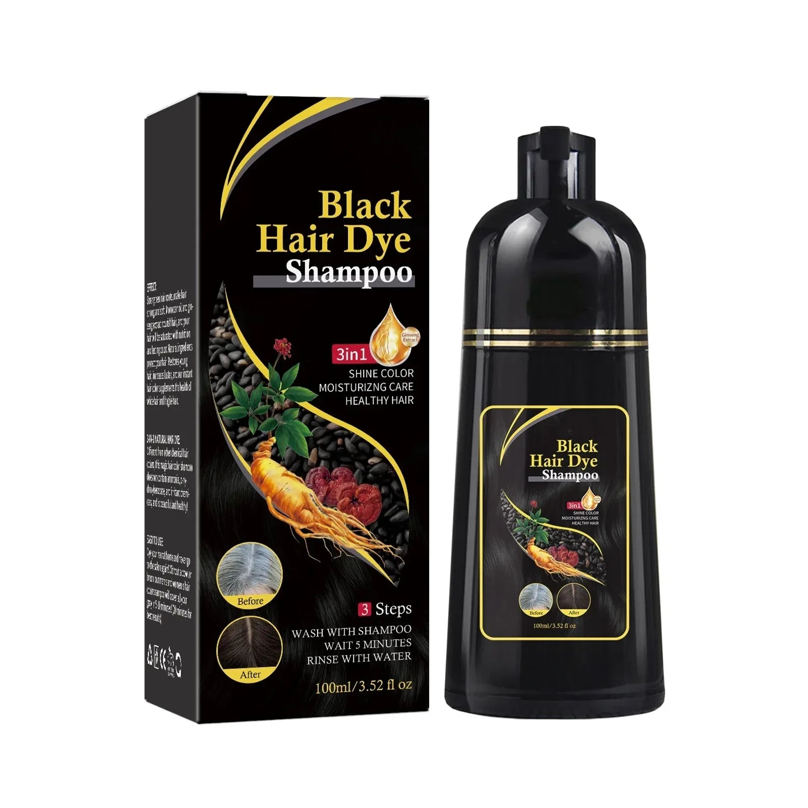 Nova 3-in-1 Hair Dye Shampoo – Fast Black Hair